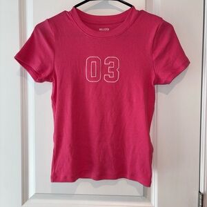 Hollister Pink Short Sleeve Tee with '03' Print